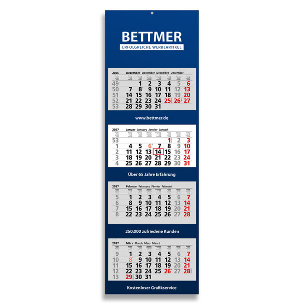4-Monats-Block-Wandkalender 2027